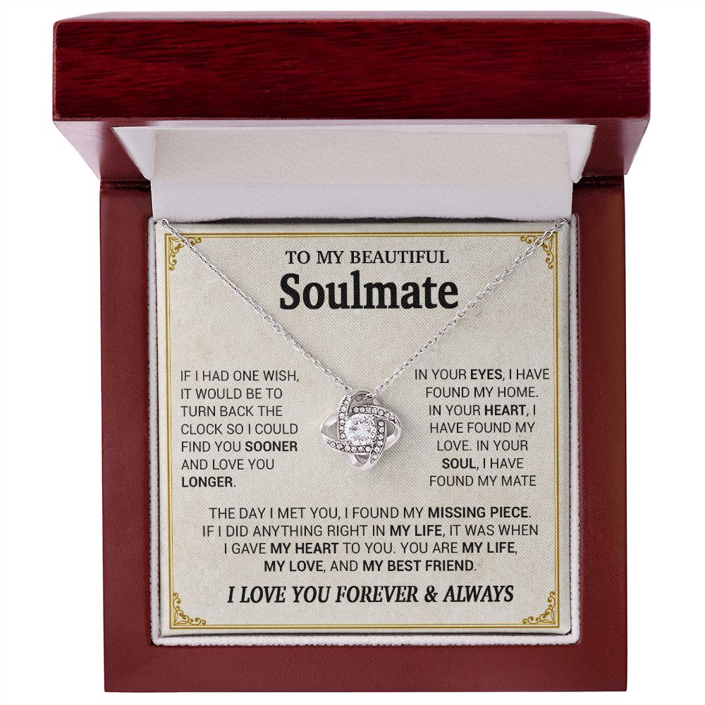 To My Beautiful Soulmate Necklace, Gift for Wife, Girlfriend, Anniversary Gift