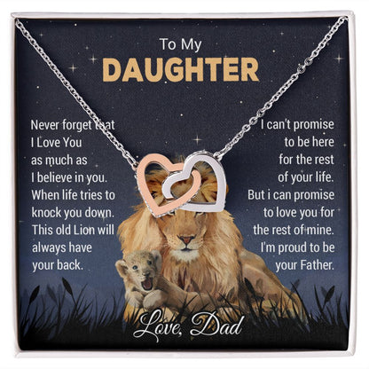 To My Daughter Lion Dad And Daughter Necklace