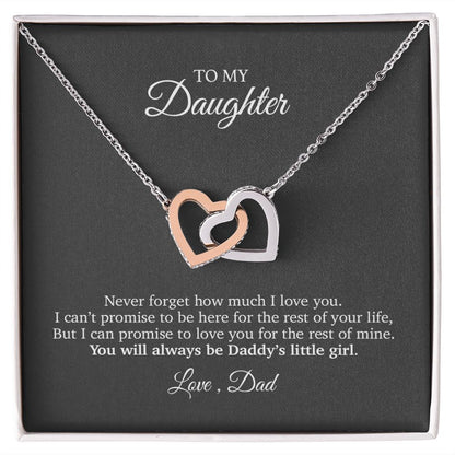 To My Daughter Heart Pendant Necklace - Daddy's Little Girl