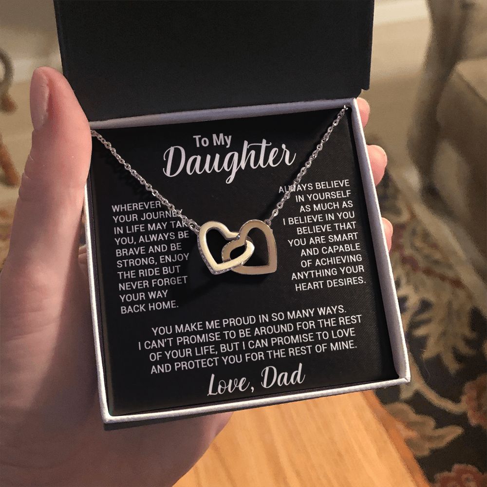 To My Daughter Necklace, Gift For Daughter From Dad, Daughter Father Necklace_Black