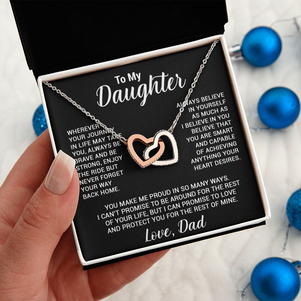 To My Daughter Necklace, Gift For Daughter From Dad, Daughter Father Necklace_Black