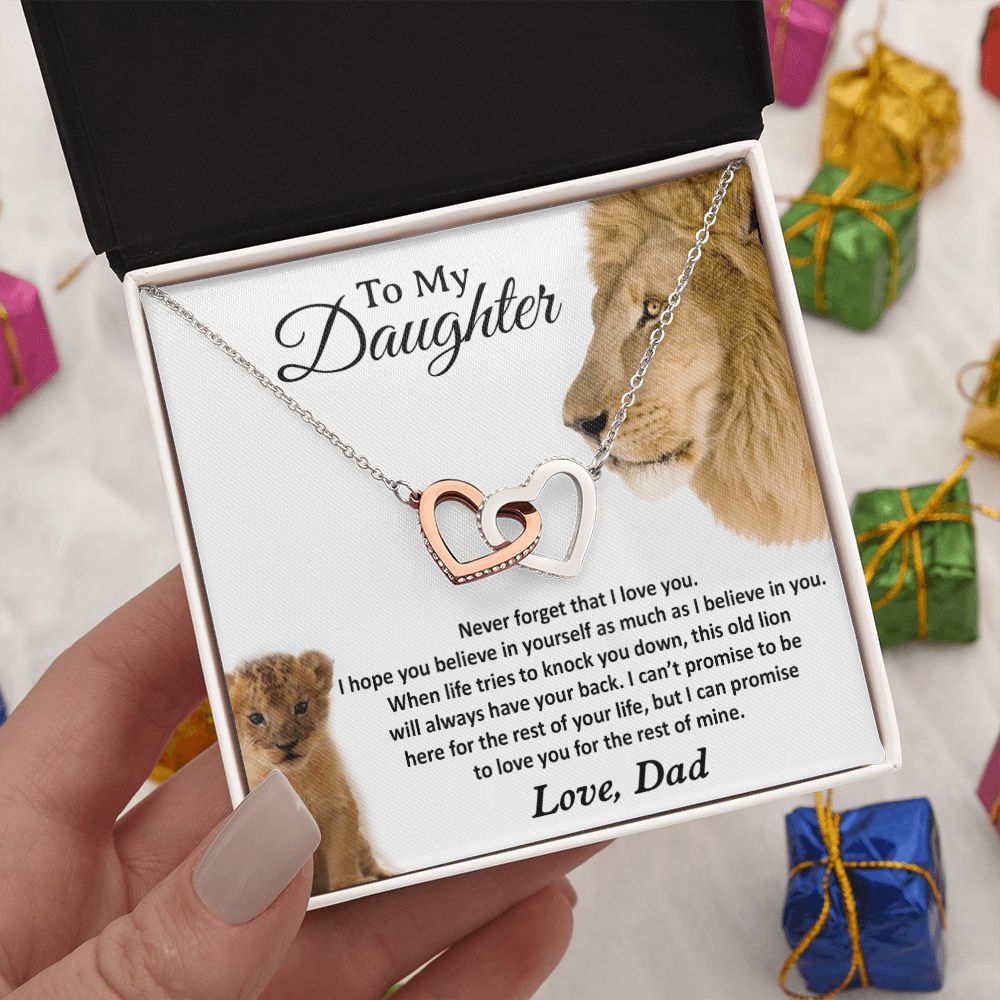 22To My Daughter Necklace, Gift For Daughter From Dad, Daughter Father Lion Gift