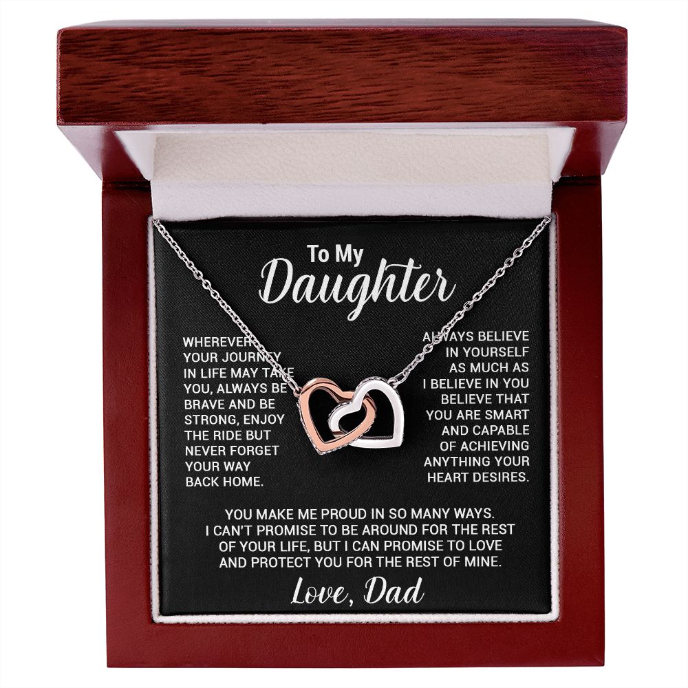 To My Daughter Necklace, Gift For Daughter From Dad, Daughter Father Necklace_Black