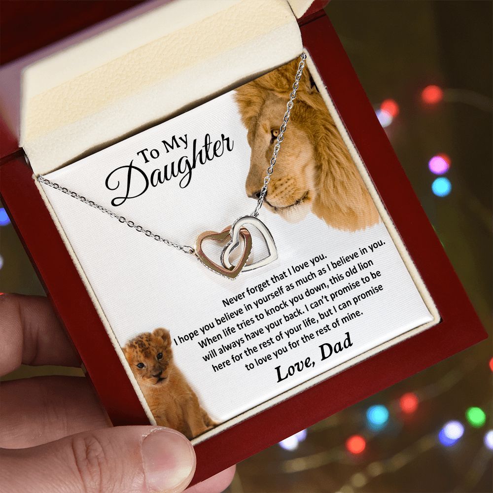 22To My Daughter Necklace, Gift For Daughter From Dad, Daughter Father Lion Gift