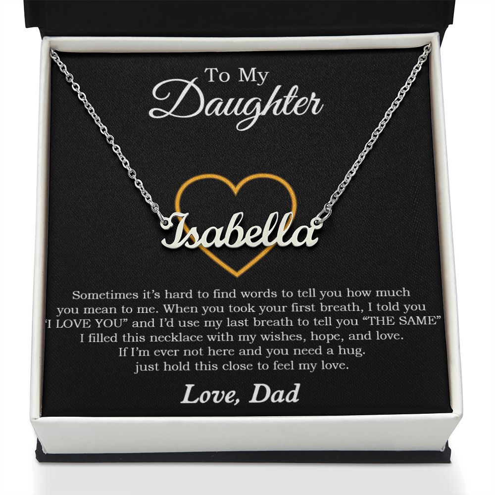 To My Daughter Personalized Name Necklace, Gift For Daughter From Dad, Xmas Gift