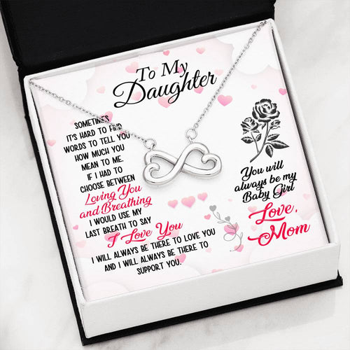 To My Daughter Love Mom, You Make me Smile Infinity Pendant Necklace Message Card