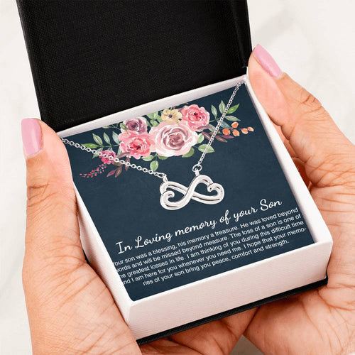 Loss of Son Gift Grief Gift Sympathy Gift Son Memorial Gift - Infinity Hearts Necklace Jewelry with Gift Box – Silver