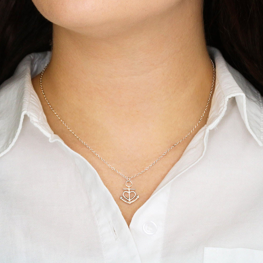 To My Wife Valentine's Day Gift Anchor Necklace with On Demand Message Card