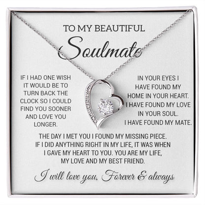 To My Beautiful Soulmate Necklace, Gift for Wife, Girlfriend, Anniversary Gift