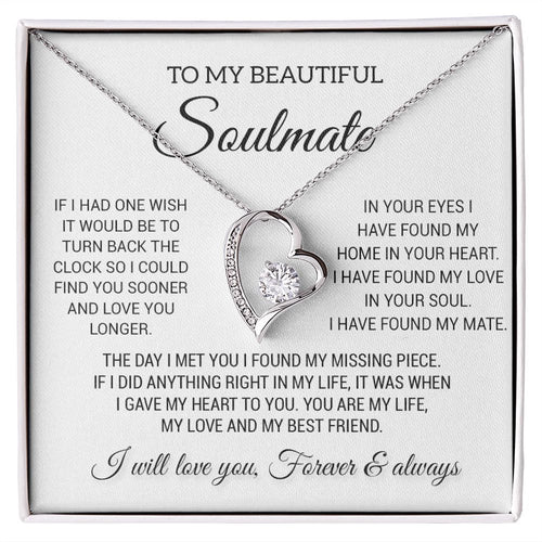 To My Beautiful Soulmate Necklace, Gift for Wife, Girlfriend, Anniversary Gift