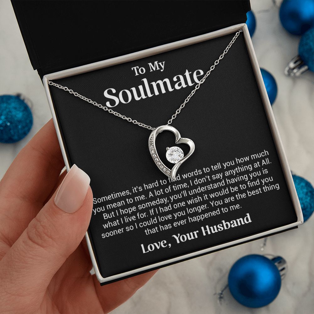 To My Soulmate Gift for Girlfriend, Fiance, Wife Necklace,Valentine Day Gift