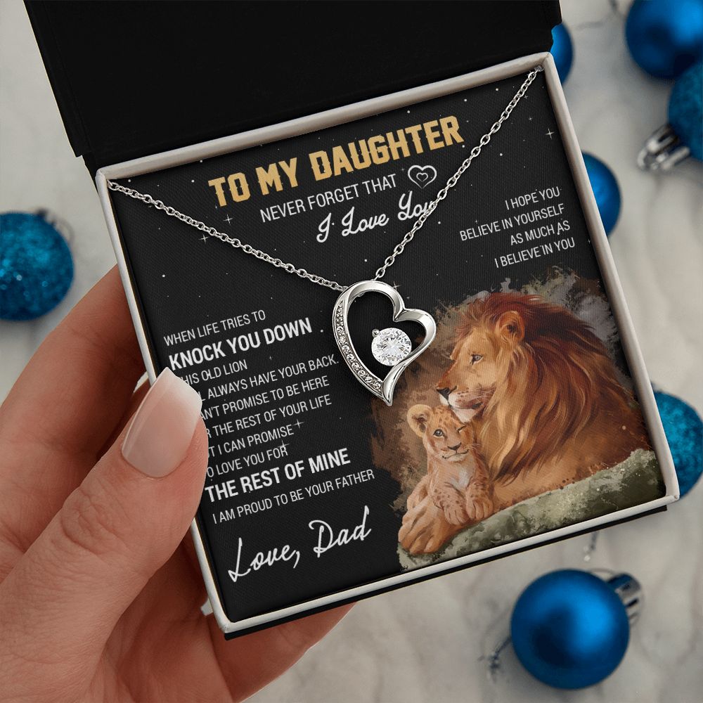 To My Daughter Necklace, Gift For Daughter From Dad, Daughter Father Lion