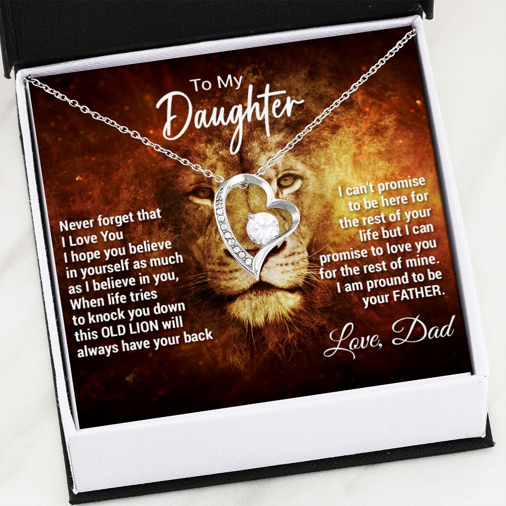 To My Daughter Necklace, Xmas Gift For Daughter From Dad, Daughter Father Lion