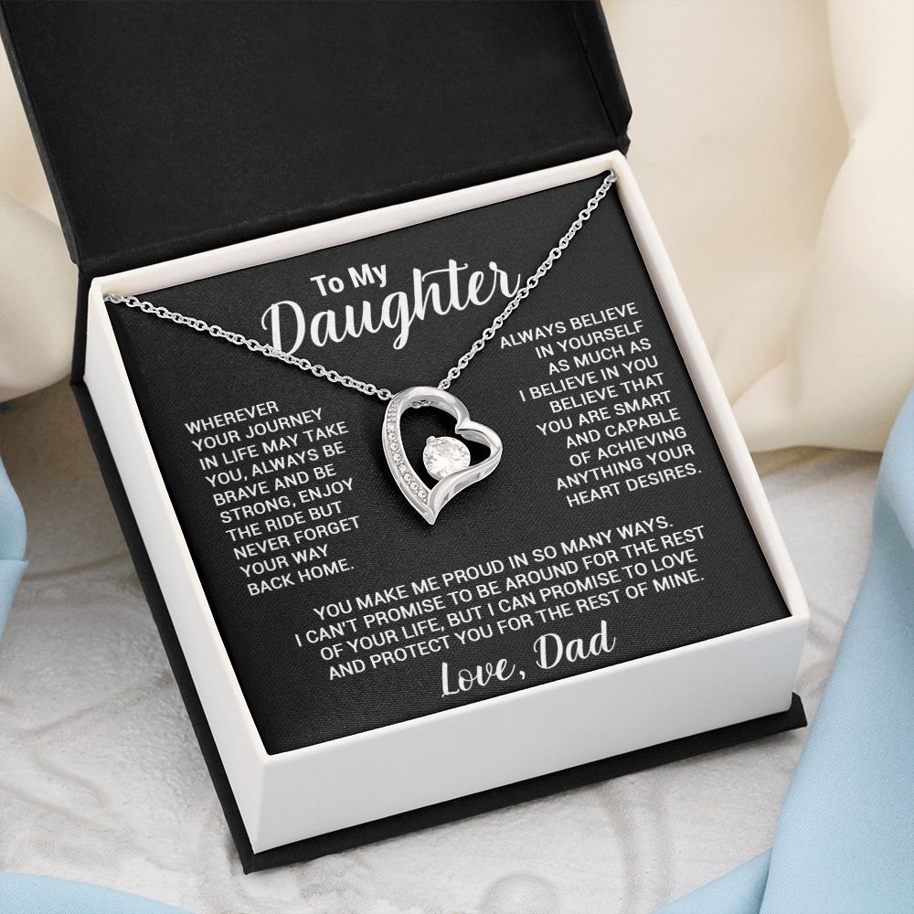 To My Daughter Necklace, Gift For Daughter From Dad, Daughter Father Necklace_Black