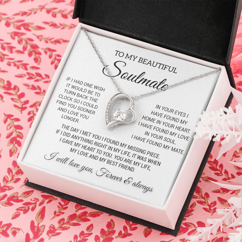 To My Beautiful Soulmate Necklace, Gift for Wife, Girlfriend, Anniversary Gift