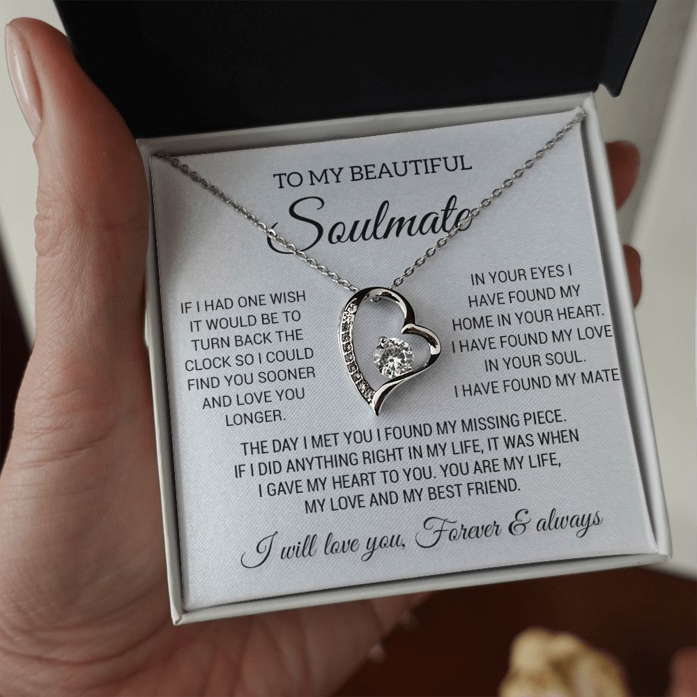 To My Beautiful Soulmate Necklace, Gift for Wife, Girlfriend, Anniversary Gift