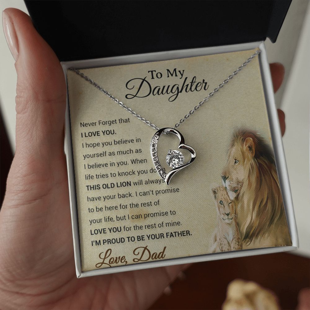 To My Daughter Necklace, Xmas Gift For Daughter From Dad, Daughter Father Lion