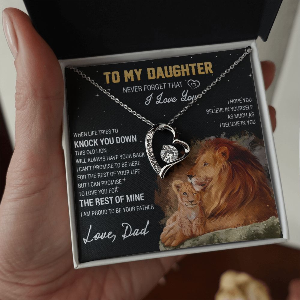 To My Daughter Necklace, Gift For Daughter From Dad, Daughter Father Lion
