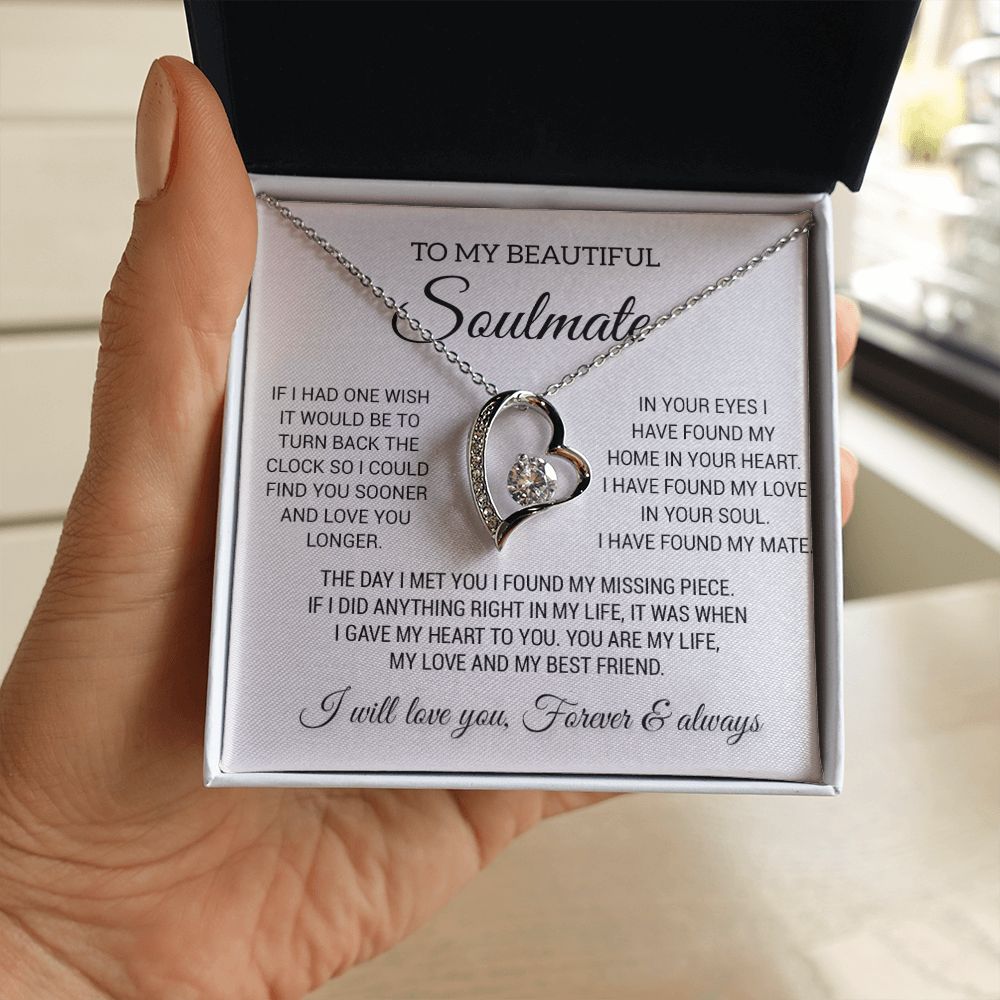 To My Beautiful Soulmate Necklace, Gift for Wife, Girlfriend, Anniversary Gift
