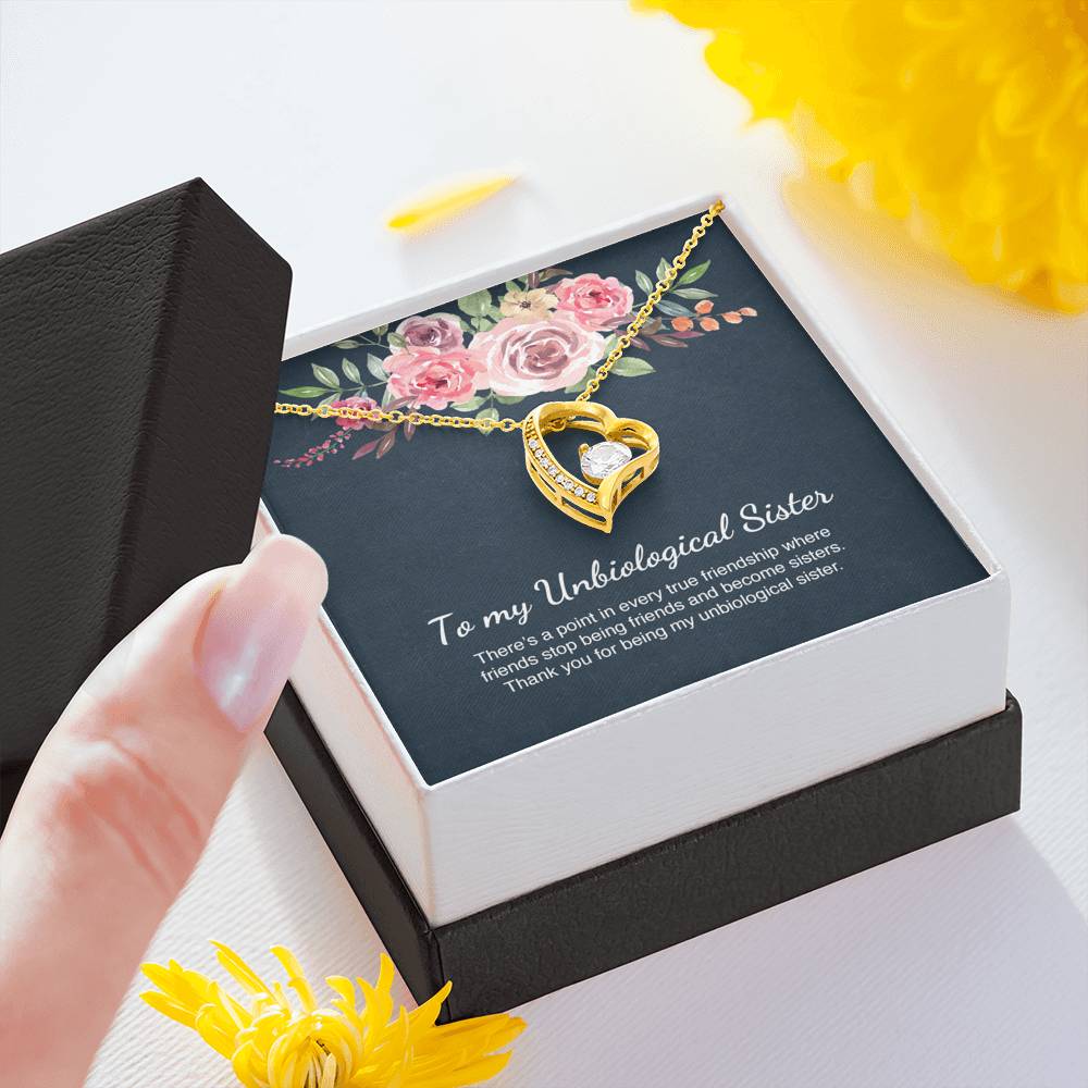 Unbiological Sister Gift Best Friend Forever Love Necklace Message Card