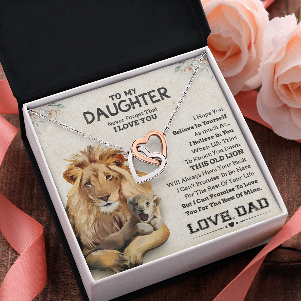To My Daughter Necklace, Gift For Daughter From Dad, Daughter Father Lion