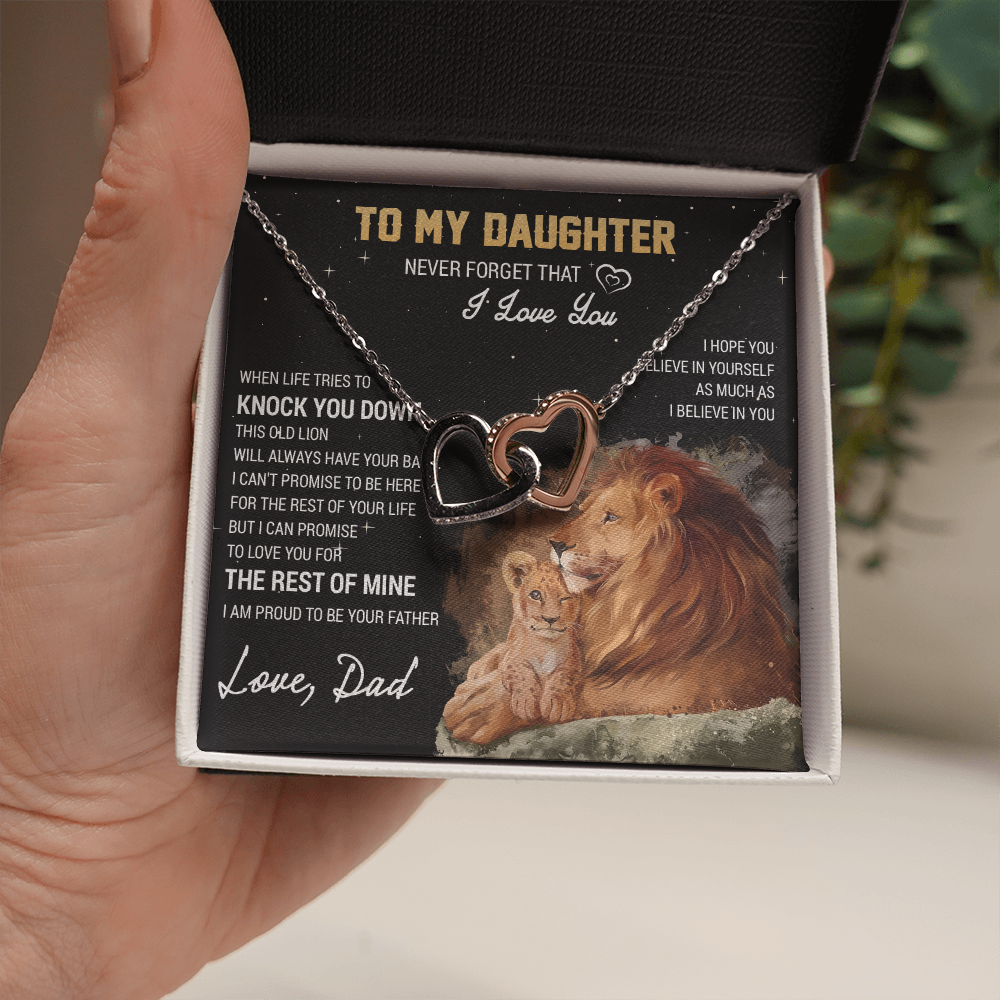 To My Daughter Necklace, Gift For Daughter From Dad, Daughter Father Lion