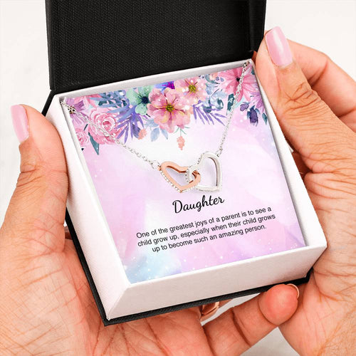 Daughter Necklace Gift for Daughter Interlocking Hearts Necklace Message Card