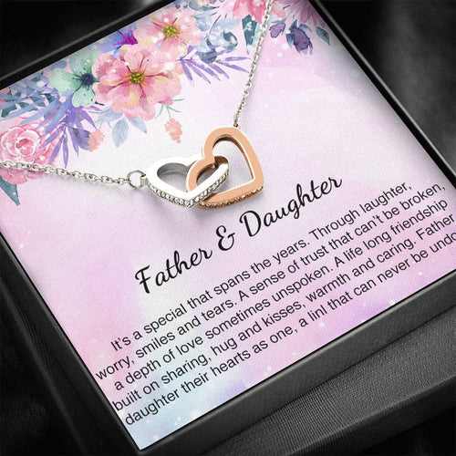 Father and Daughter Interlocking Hearts Necklace Message Card