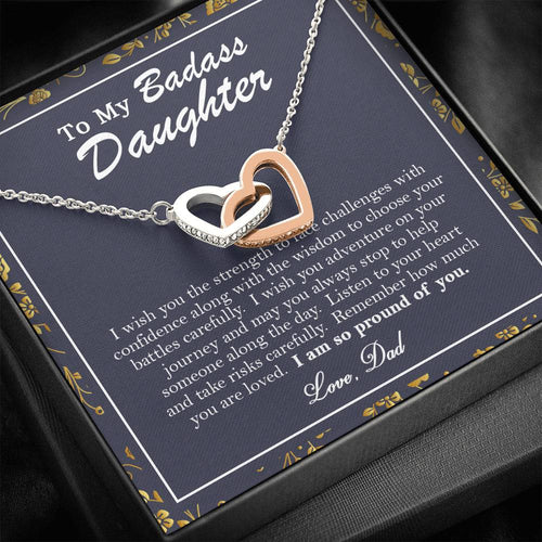 To My Badass Daughter Necklace From Dad, Badass Daughter Necklace Birthday Gift