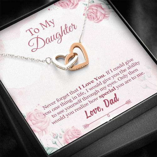 To Daughter Necklace Heart Pendant Gifts Message Box Dad Loves You