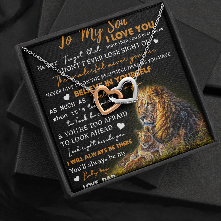 To My Son Necklace, Love Dad Father And Son Lion, Best Gifts For Son From Dad