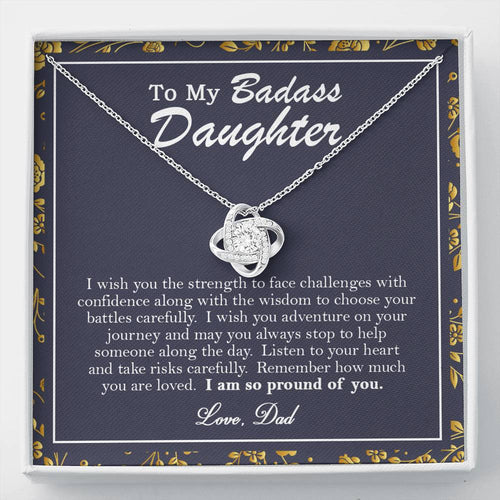 To My Badass Daughter Necklace From Dad, Badass Daughter Necklace Birthday Gift