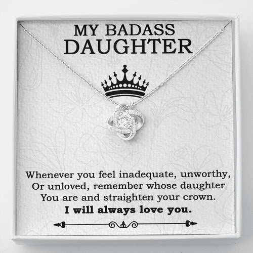 My Badass Daughter Necklace From Mom, Badass Daughter Necklace Birthday Gift