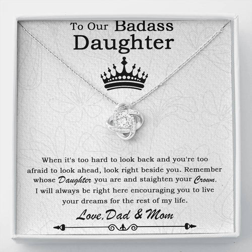 To  Our Badass Daughter Necklace From Mom, Badass Daughter Necklace Birthday Gift