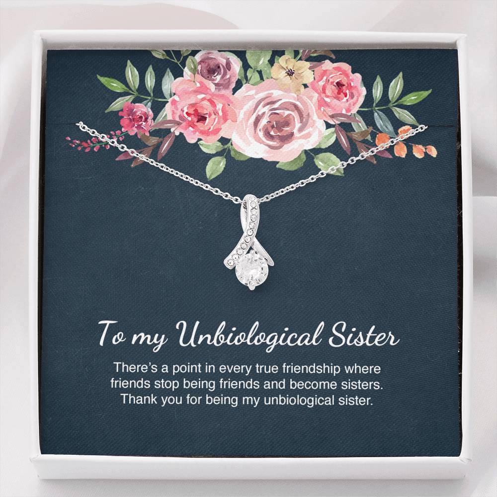 Unbiological Sister Gift Best Friend Alluring  Beauty Necklace Message Card