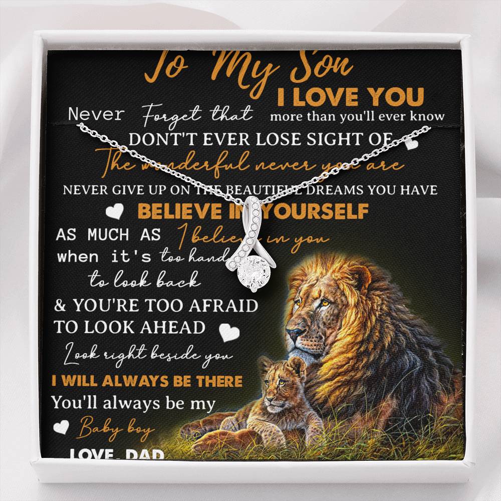 To My Son Necklace, Love Dad Father And Son Lion, Best Gifts For Son From Dad