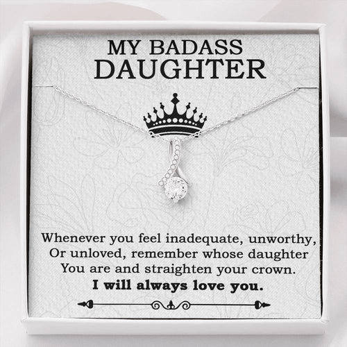 My Badass Daughter Necklace From Mom, Badass Daughter Necklace Birthday Gift