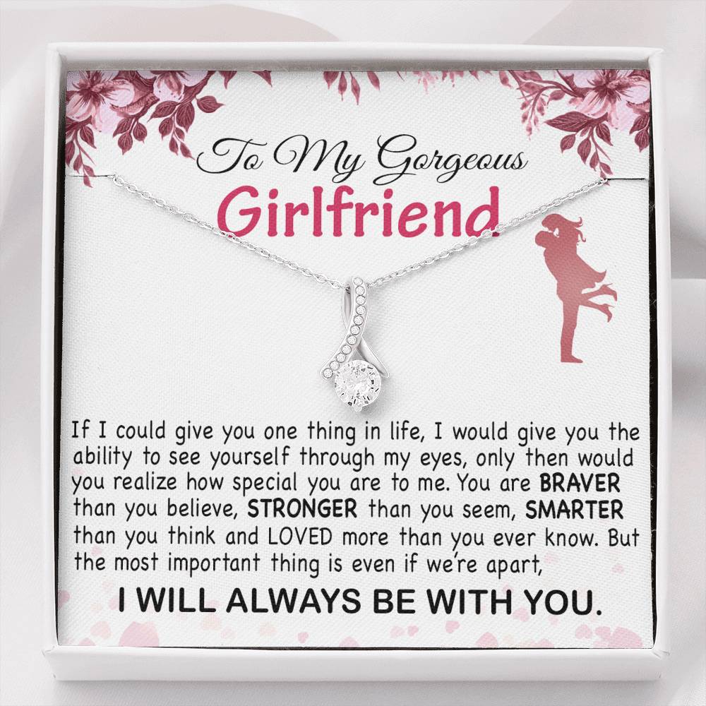 To My Girlfriend Interlocking Heart Necklace Gift for Valentine Birthday