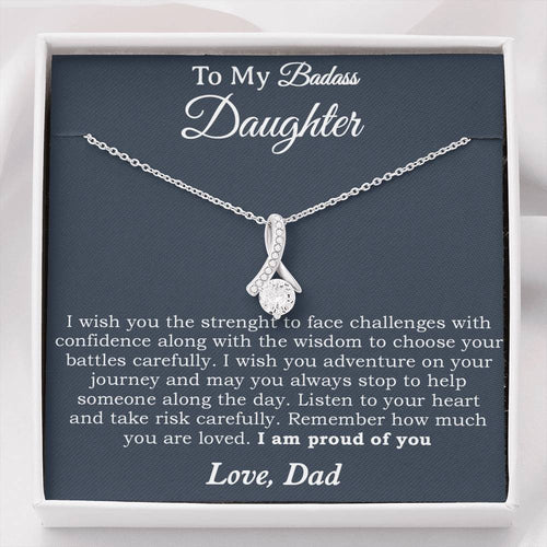 To My Badass Daughter Necklace From Dad, Badass Daughter Necklace Birthday Gift