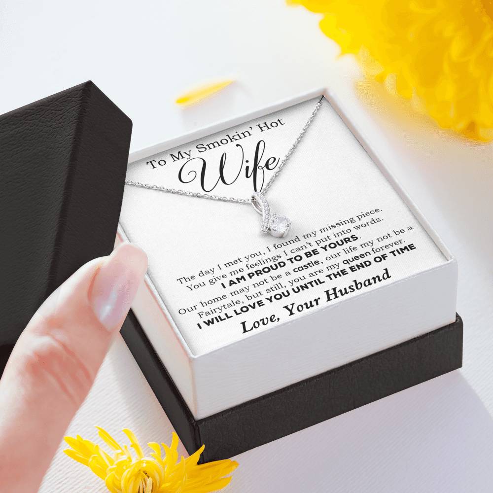 To My Smokin' Hot Wife Necklace, Birthday Necklace For Wife,Birthday Gift