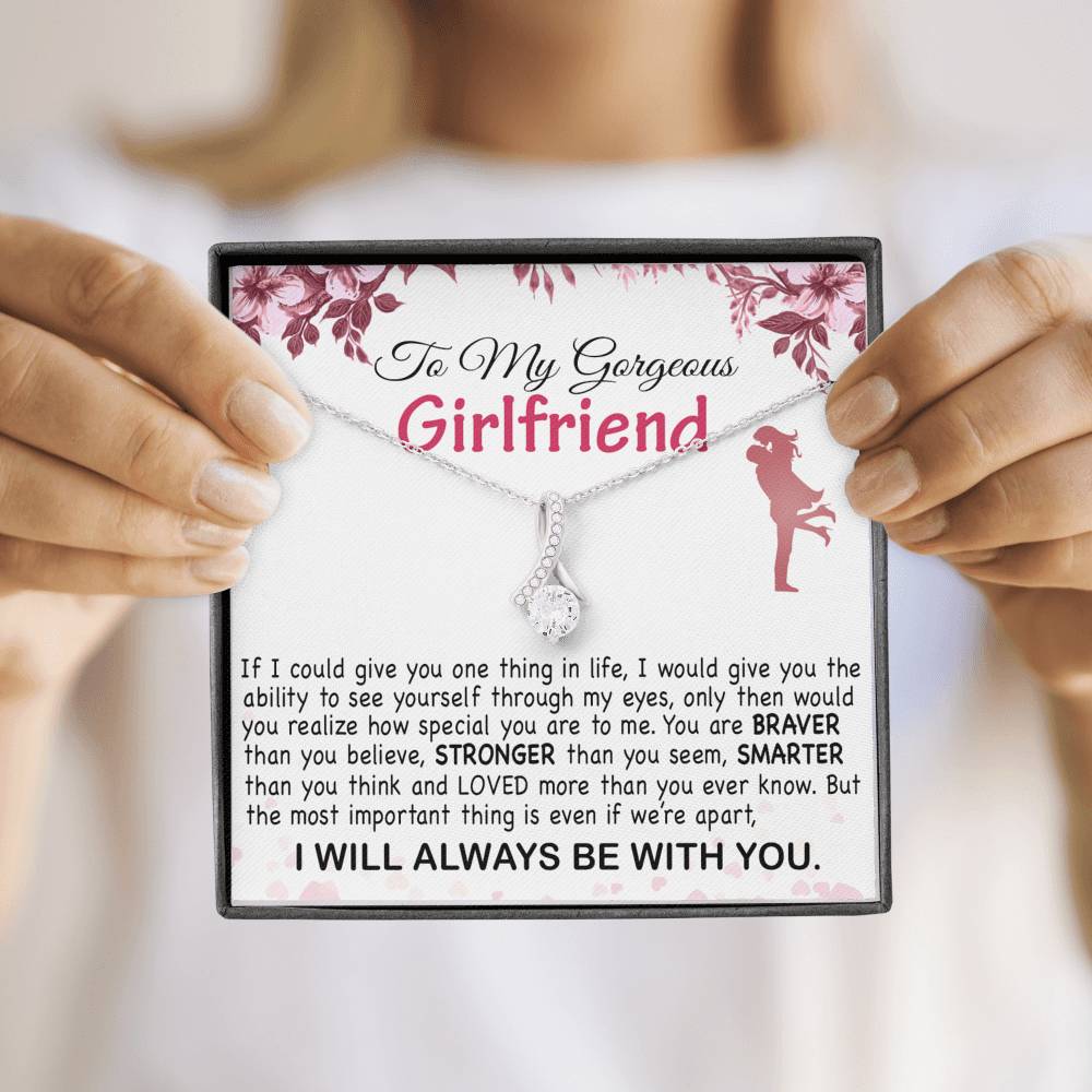 To My Girlfriend Interlocking Heart Necklace Gift for Valentine Birthday