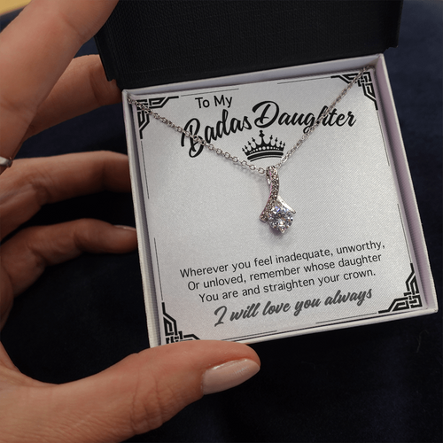 To My Badass Daughter Necklace From Mom, Badass Daughter Necklace Birthday Gift