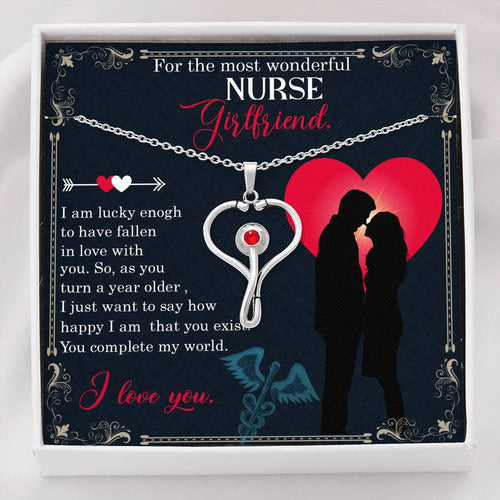 Stethoscope Heart Necklace Nurse Necklace With Message Card Nurse Gift