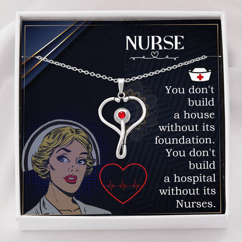 Stethoscope Heart Necklace Nurse Necklace With Message Card Nurse Gift