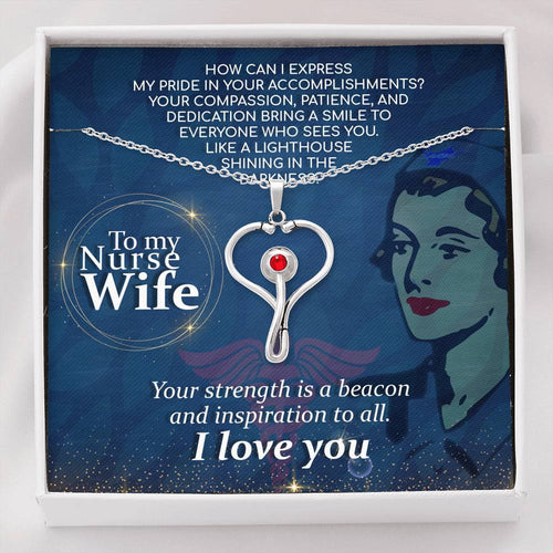 Stethoscope Heart Necklace Nurse Necklace With Message Card Nurse Gift