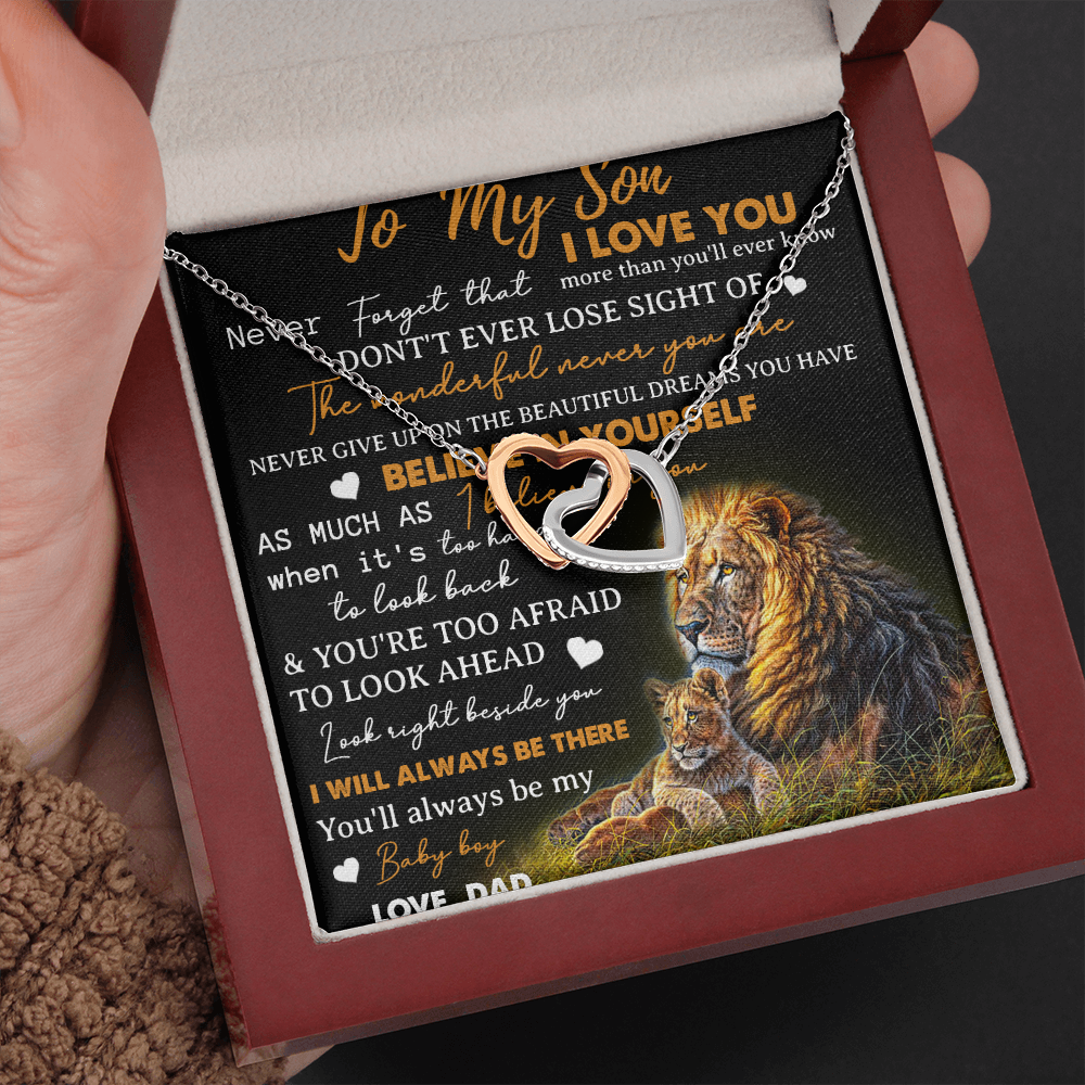 To My Son Necklace, Love Dad Father And Son Lion, Best Gifts For Son From Dad