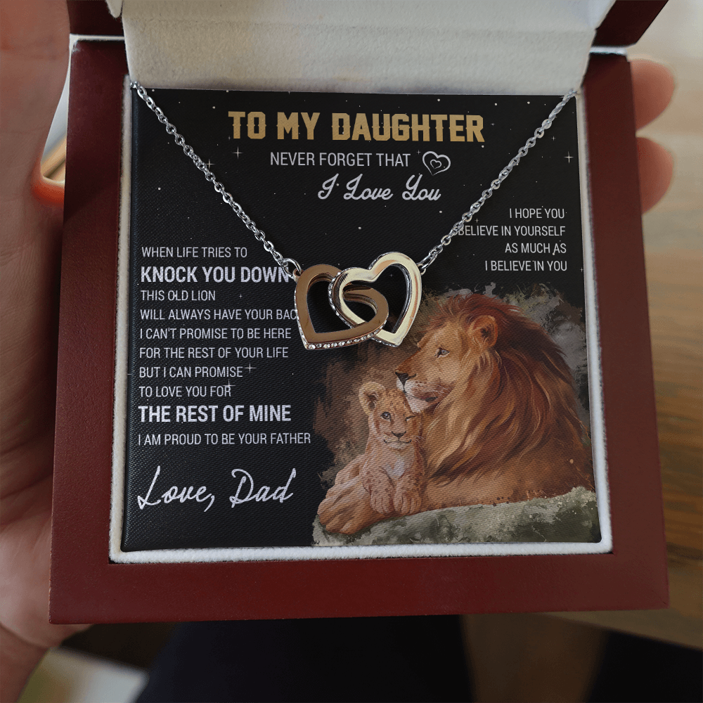 To My Daughter Necklace, Gift For Daughter From Dad, Daughter Father Lion
